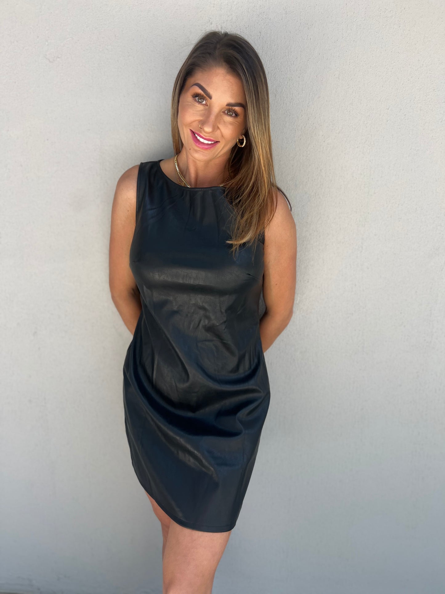 Beverly PU Leather Sleeveless Short Dress