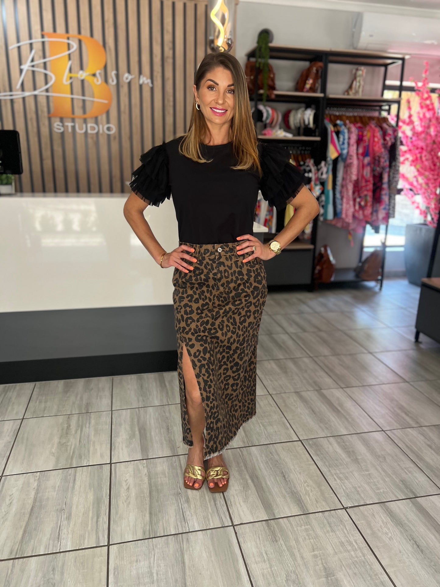 Piper Leopard Midi Skirt
