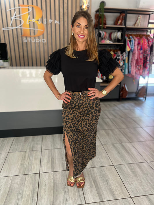 Piper Leopard Midi Skirt