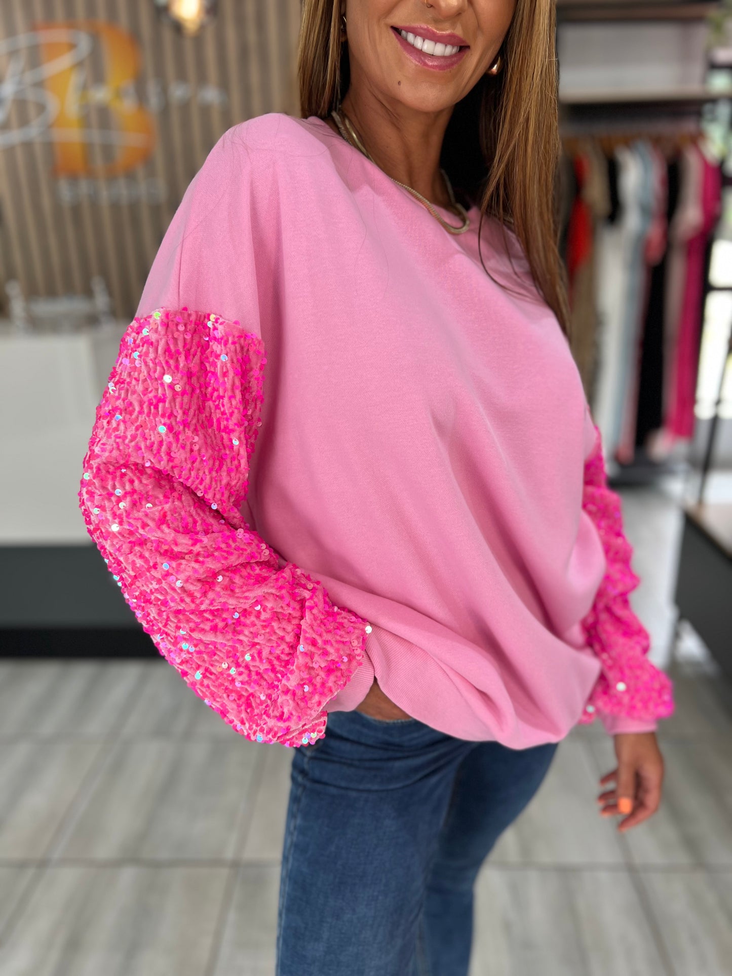 Pink Confetti Long Sleeve Top