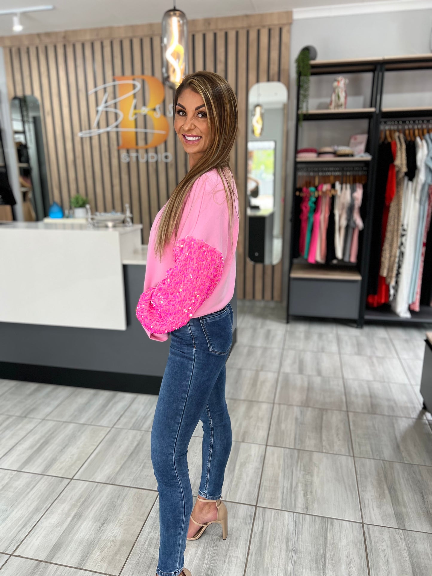 Pink Confetti Long Sleeve Top