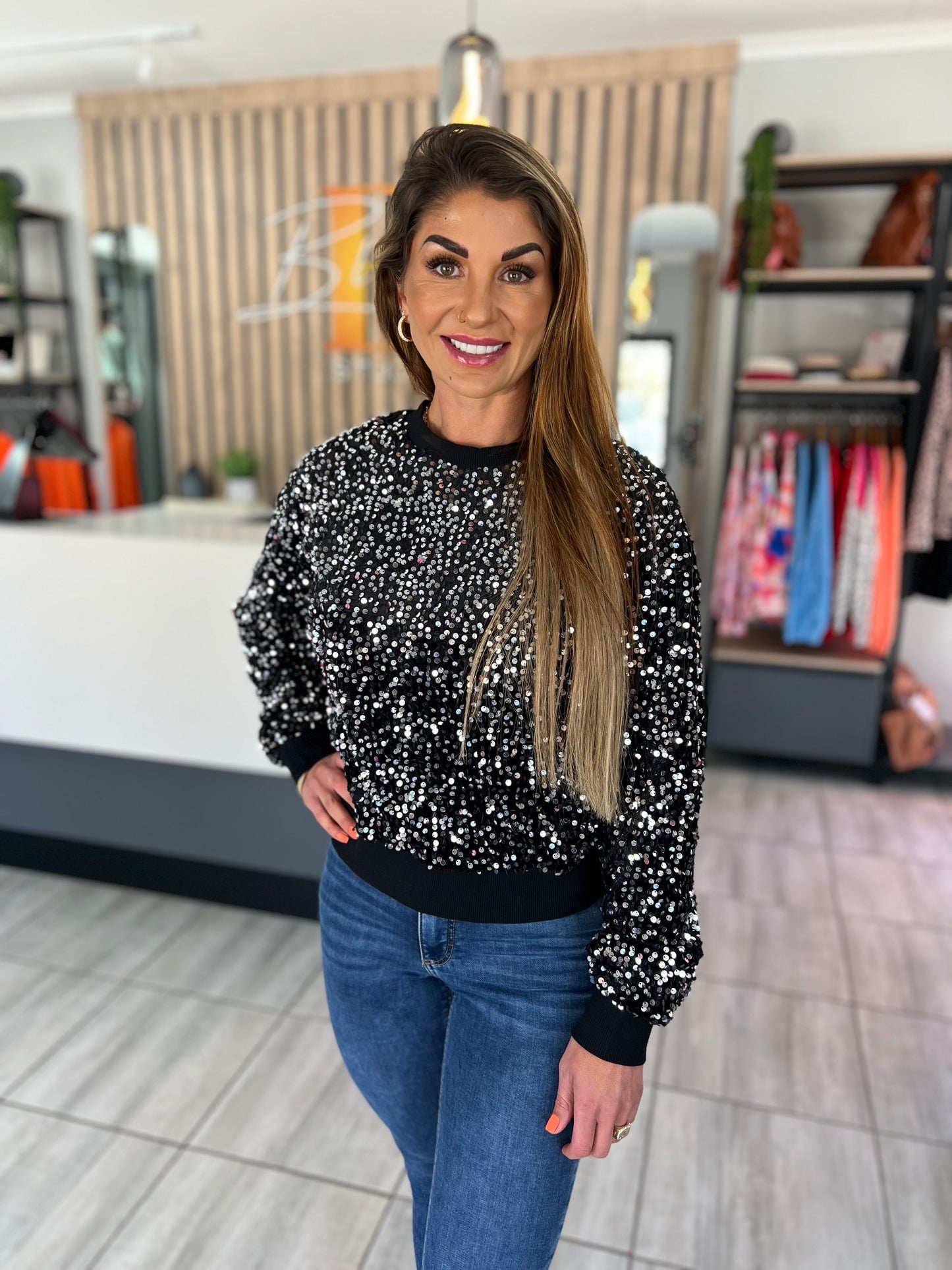 Kamila Sequined Long Sleeve Top