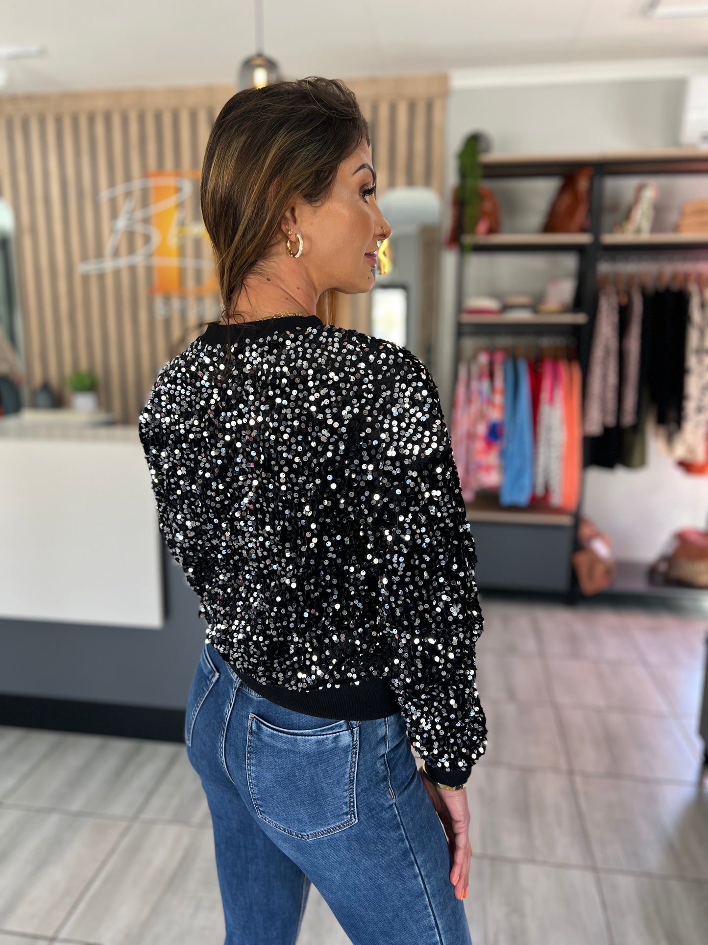 Kamila Sequined Long Sleeve Top