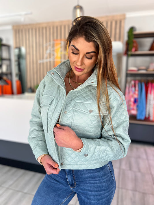 Aveloria Quilted Green Cropped Jacket
