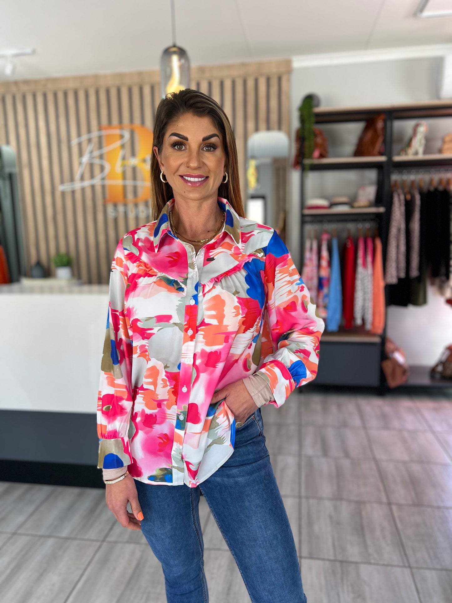 Penny Abstract Long Sleeve Shirt