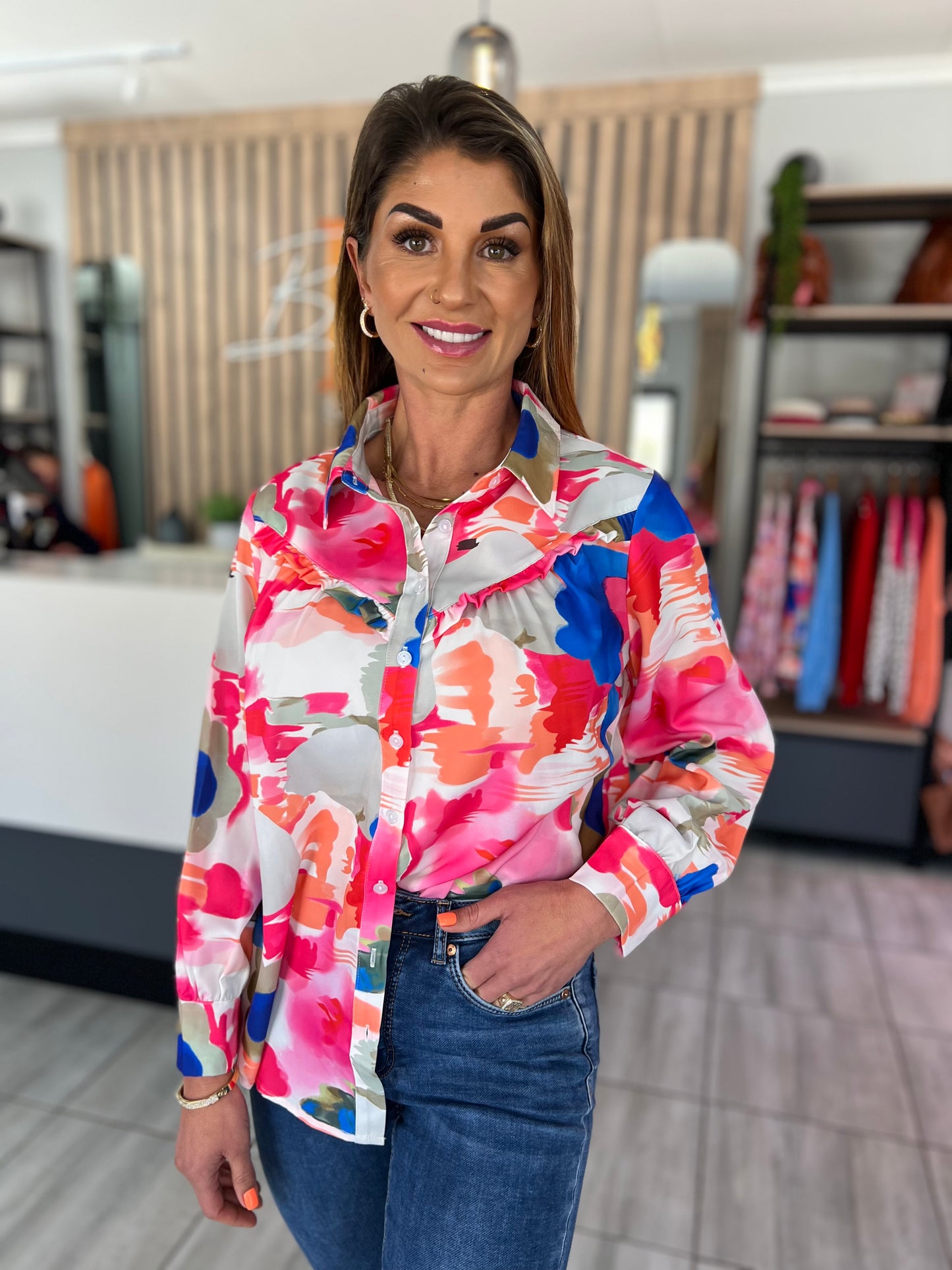 Penny Abstract Long Sleeve Shirt