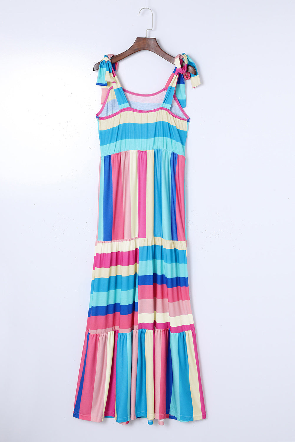 Multi Color Stripped Bow Knot Long Dress