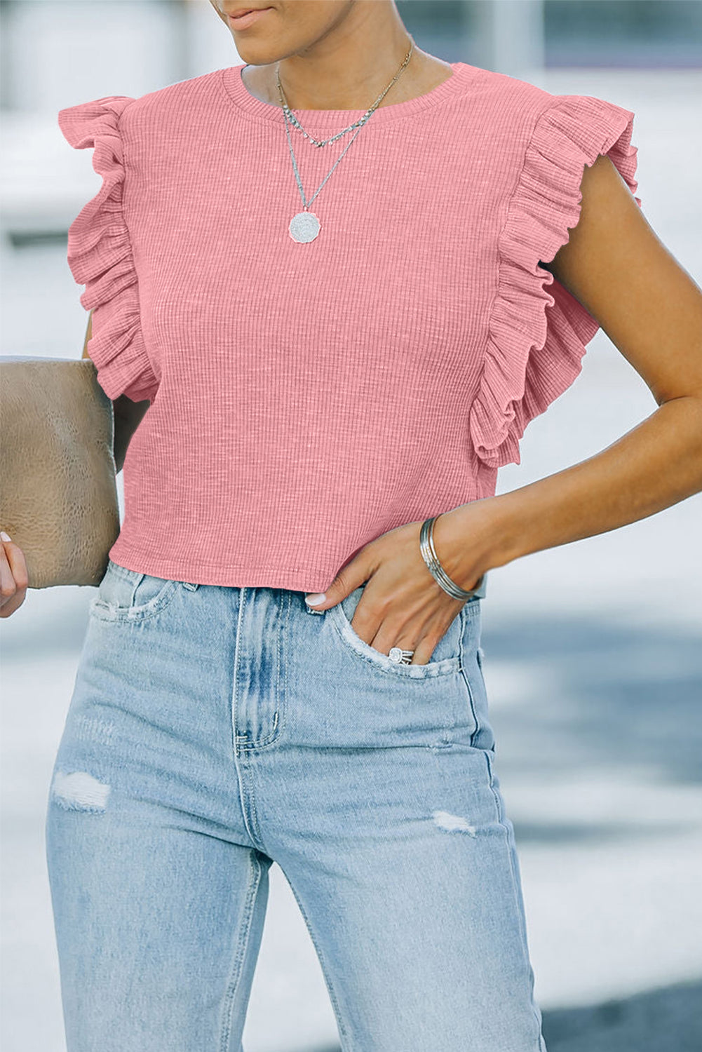 Translucent Ruffled Cropped Blouse Blossom Studio | Tops & Blouses