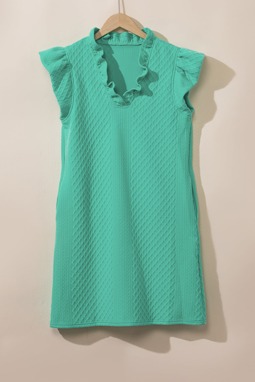 Verdant Textured Puff Sleeve Short Dress