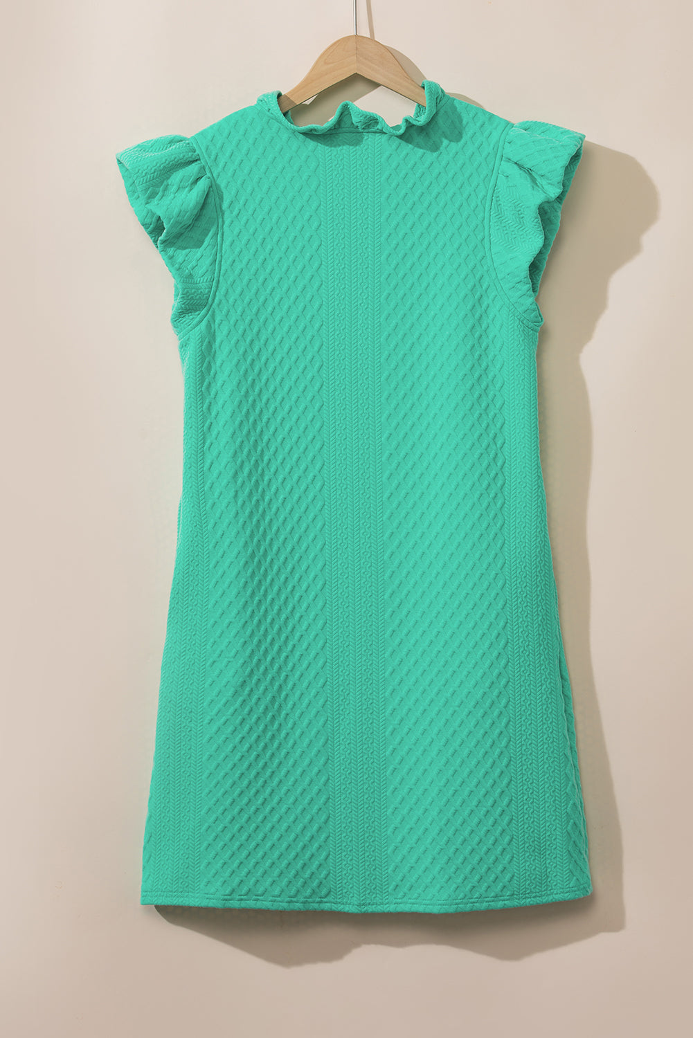 Verdant Textured Puff Sleeve Short Dress