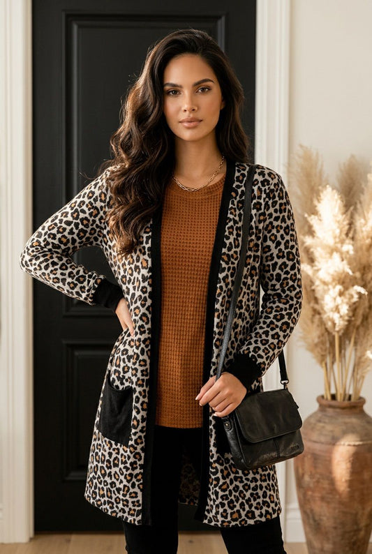 Urban Safari Patched Pocket Open Cardigan