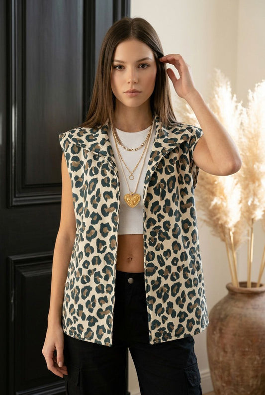 Weekend Wanderer Brown Leopard Vest