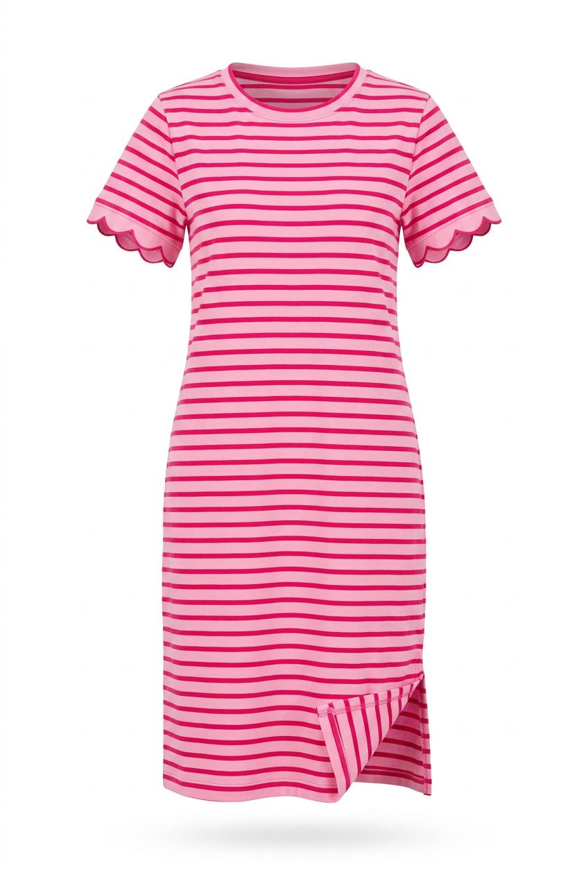 Capri Sunset Striped Scallop Trim Maxi Dress
