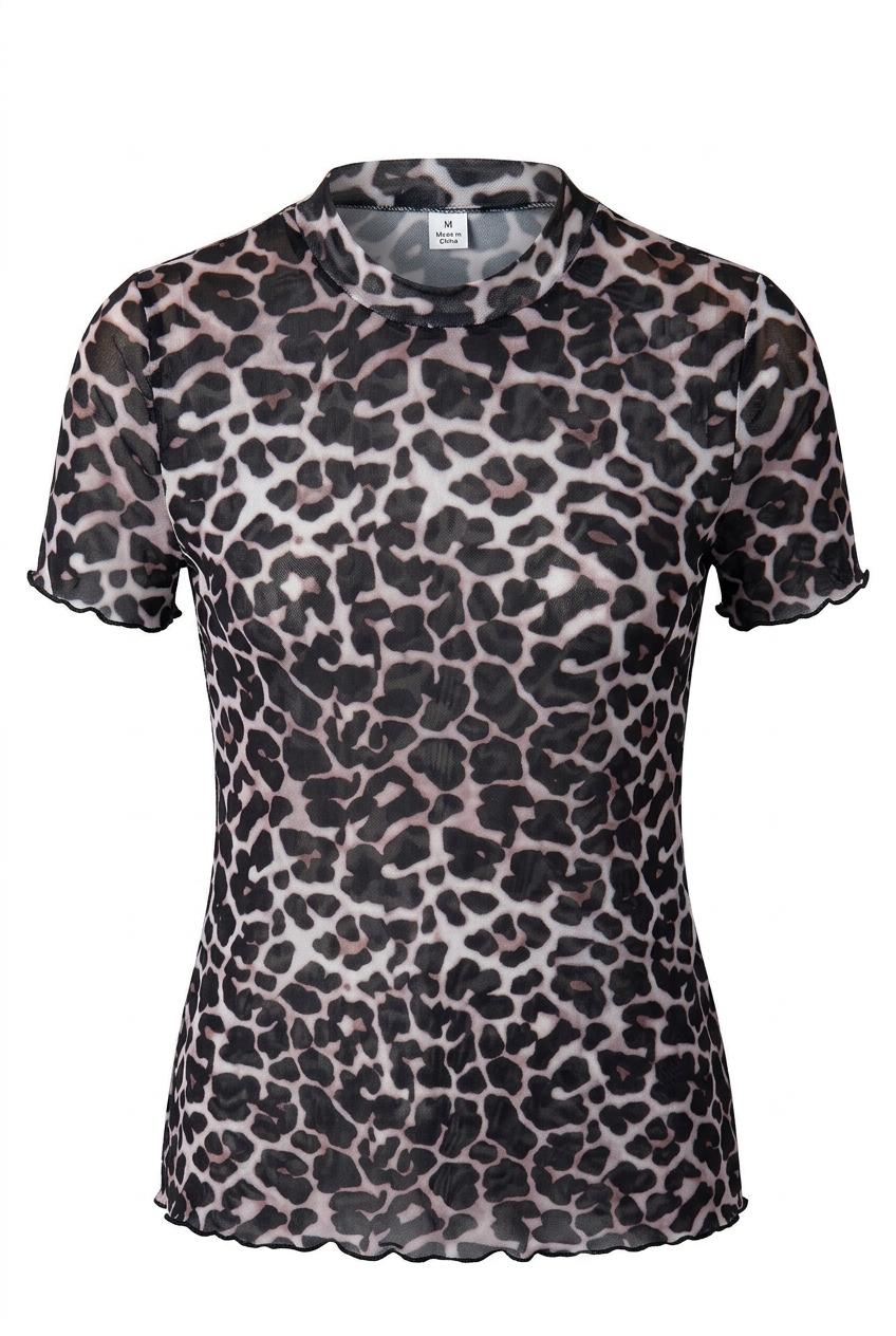 Kennedy Sheer Mesh Leopard Print Top