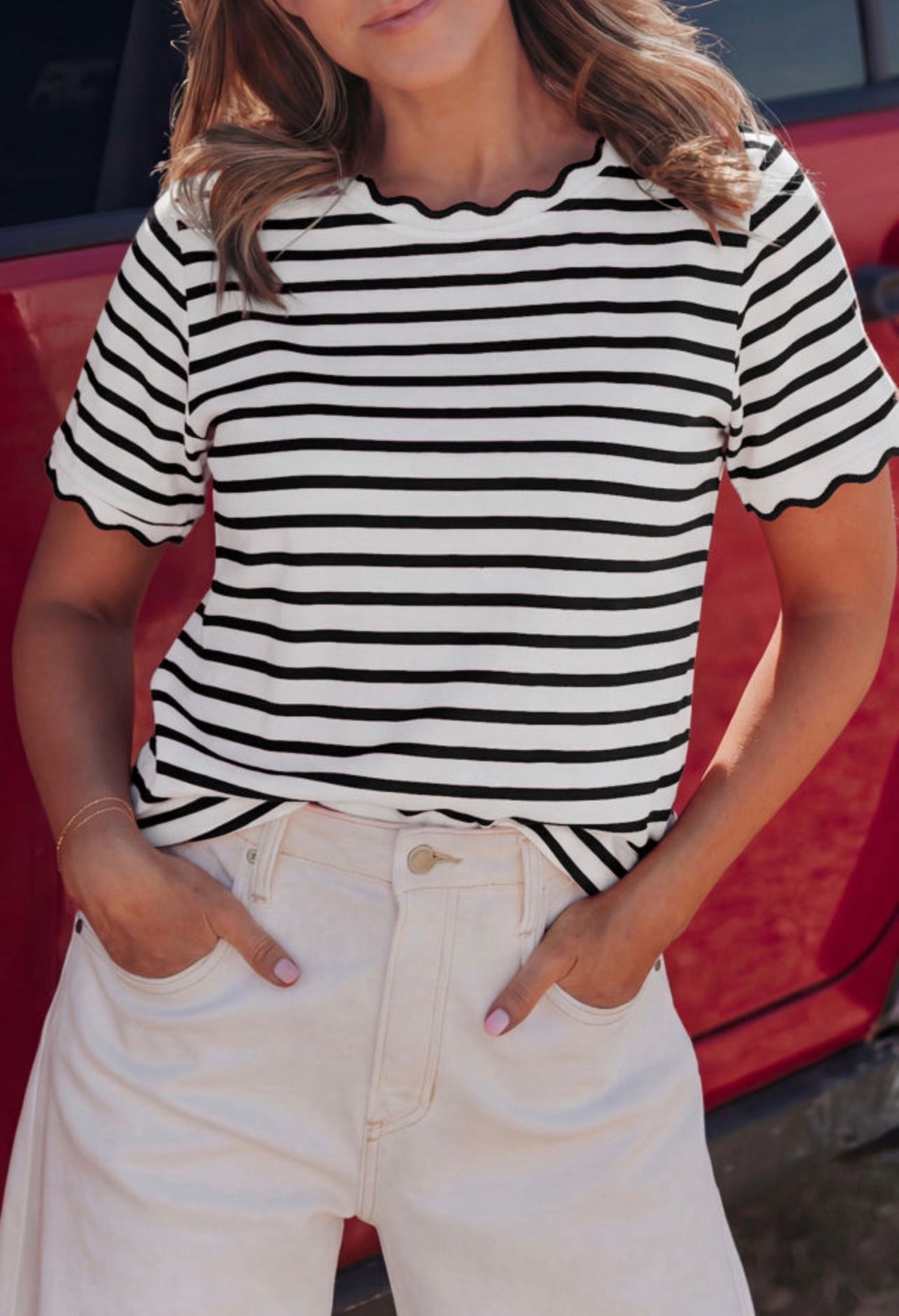 Wild Berry Scalloped Trim Top