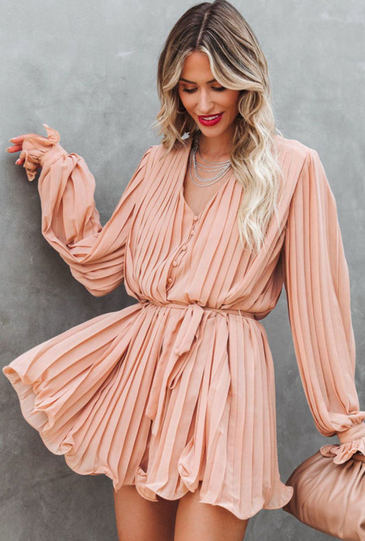 Elegant Lady Pleated Romper