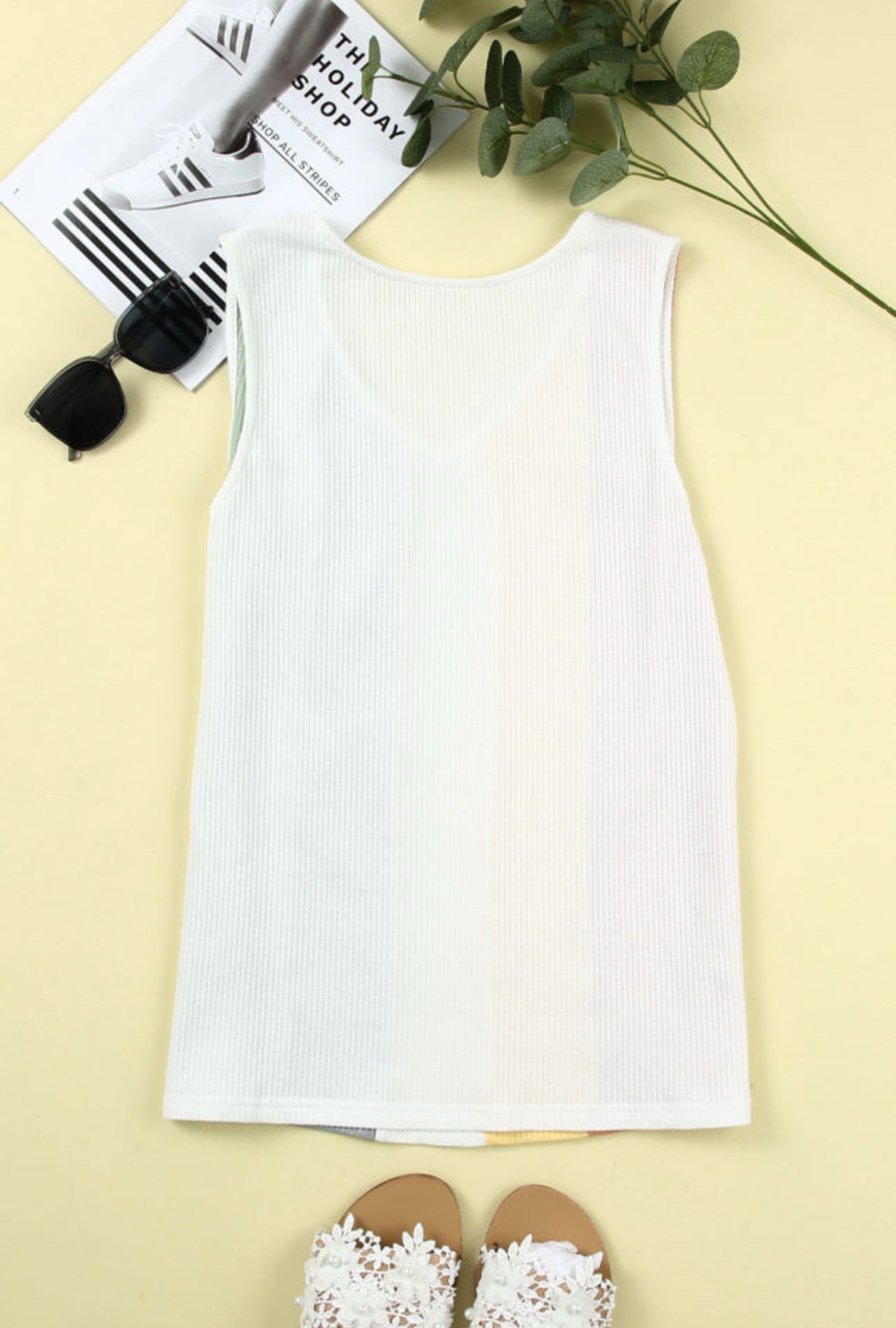 Multi Color V-neck Knit Tank Top